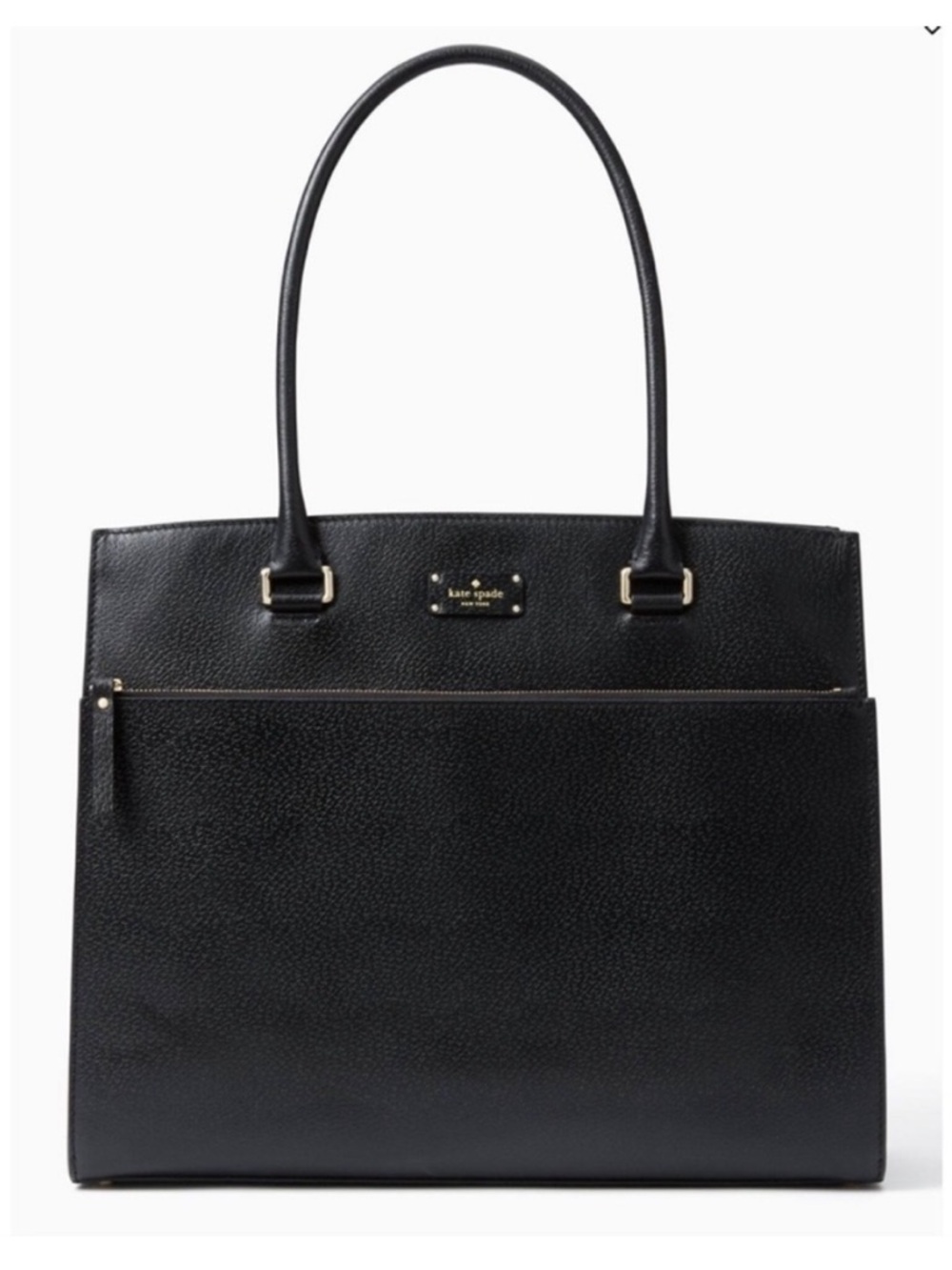 kate spade Black Pebbled Leather Tote with Front Zip Pocket